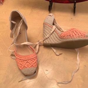 Peach summer wedges